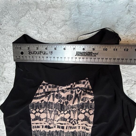 R&M Richards Petite Womens Round Neck Sleeveless Maxi Dress Size 6P Black & Tan - Picture 6 of 9